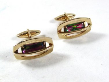 Gold Tone & Watermelon Sparkly Cufflinks By S In Shield 52116