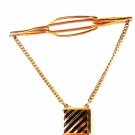 Vintage Goldtone & Red Tie Clasp By ANSON 5116