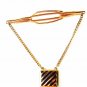 Vintage Goldtone & Red Tie Clasp By ANSON 5116