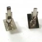 Brushed Silvertone & Blue Rhinestone Cufflinks Unbranded 42116