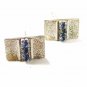 Brushed Silvertone & Blue Rhinestone Cufflinks Unbranded 42116