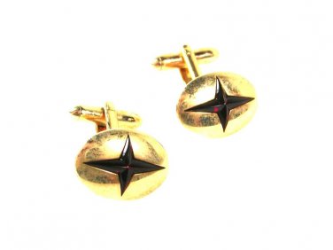 1950's - 70's Gold Tone & Red Star Cufflinks By SWANK 12016
