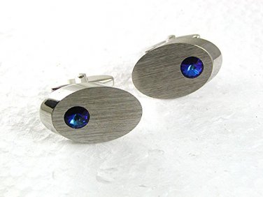 Vintage Silvertone & Blue Cufflinks By SARAH COVENTRY 71317