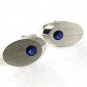 Vintage Silvertone & Blue Cufflinks By SARAH COVENTRY 71317