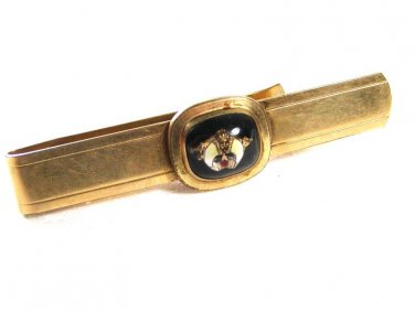 Art Deco 1930's - 40's Gold Tone & Black Shriners Tie Clasp By HAYWARD 11116