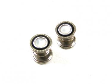 Art Deco Silver Tone & Black Cufflinks By SNAP LINK 52116