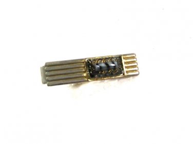 Silvertone Black & Goldtone Tie Clasp Unbranded 32116