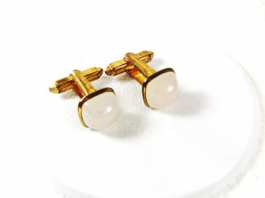 Small Goldtone & White Cufflinks Unbranded 33116