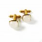 Small Goldtone & White Cufflinks Unbranded 33116