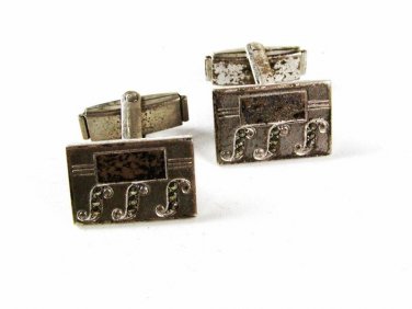 Sterling Silver Marcasites Monogramable Cufflinks Unbranded 3616