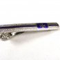 Vintage Oriental Asian Silvertone Blue Handclasp Tie Clasp Unbranded.101615