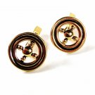 Goldtone & Black Ships Wheel Cufflinks By SWANK 42116