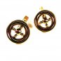 Goldtone & Black Ships Wheel Cufflinks By SWANK 42116