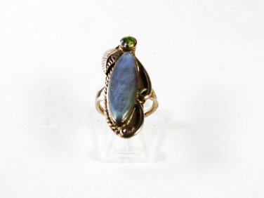 Southwest Silver Tone & Blue Ring Size 6 1/4 Unbranded 51216