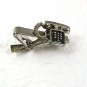 Vintage Silvertone & Black Rotary Phone Tie Clasp 7717