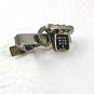 Vintage Silvertone & Black Rotary Phone Tie Clasp 7717