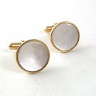 Vintage Goldtone & White Cufflinks 61417