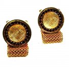 1970's Goldtone Black Rhinestones Cufflinks Unbranded 102215