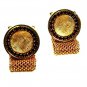 1970's Goldtone Black Rhinestones Cufflinks Unbranded 102215