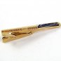 Vintage English Gold Tone & Blue Tie Clasp Pat. No. 2164082 32017