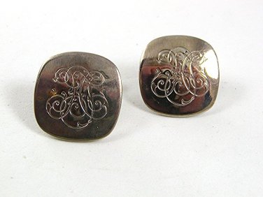 1970's Ladies Silver Tone Initals Cufflinks 3917