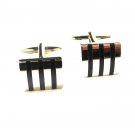 Silvertone & Black Stripes Cufflinks Unbranded 102715