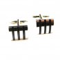 Silvertone & Black Stripes Cufflinks Unbranded 102715