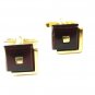 1950's - 1960's Goldtone Red Mid Century Cufflinks by Hickok USA 10315
