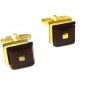 1950's - 1960's Goldtone Red Mid Century Cufflinks by Hickok USA 10315