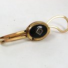 1950's - 60's Goldtone Black Rhinestone Tie Clasp By VAN GUARD 31517
