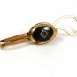 1950's - 60's Goldtone Black Rhinestone Tie Clasp By VAN GUARD 31517