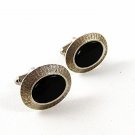 Vintage Silver Tone & Black Cufflinks 102716
