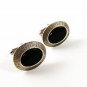 Vintage Silver Tone & Black Cufflinks 102716