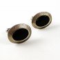 Vintage Silver Tone & Black Cufflinks 102716