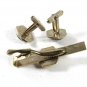 Vintage Silver Tone Black Gold Duck Cufflinks & Tie Clasp Unbranded 51716