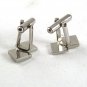 Vintage Small Silvertone 2 Squares & Shiny Stones Cufflinks 81917
