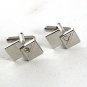 Vintage Small Silvertone 2 Squares & Shiny Stones Cufflinks 81917