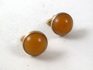 Vintage Gold Tone Yellow Carmel Cufflinks By SWANK 111516
