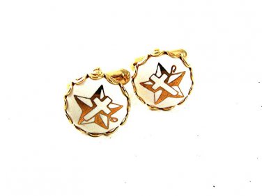 Vintage White Goldtone Cross Star Cufflinks 51817