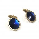 Vintage Silvertone & Blue Cufflinks By SWANK 51917