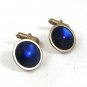 Vintage Silvertone & Blue Cufflinks By SWANK 51917