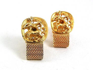 Vintage 1970's Goldtone ZODIAC SAGITTARIUS Wrap Around Cufflinks 101817