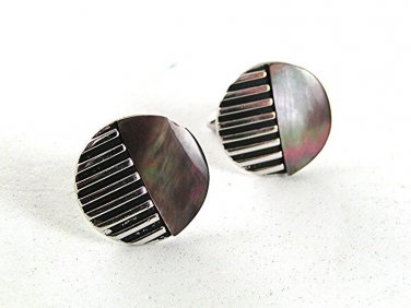 Vintage Silvertone & Abalone Cufflinks By SWANK 81917