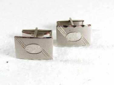 Vintage Silvertone Monogrammable Cufflinks Unbranded 31816