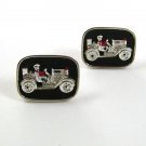 Vintage Silver Tone & Red Car Jalopy Cufflinks By SWANK 22717