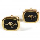 Vintage Gold Tone & Black Kangaroo Cufflinks Unbranded 52316