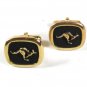 Vintage Gold Tone & Black Kangaroo Cufflinks Unbranded 52316