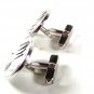 Vintage Silvertone & Black Modernistic Cufflinks By SWANK 42116