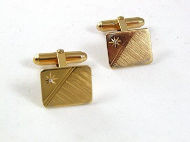 Vintage Goldtone & Rhinestone ? Cufflinks 51517