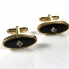 Dressy Gold Tone & Black & Clear Stone Cufflinks Unbranded 111615